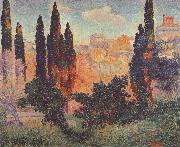 Henri Edmond Cross Cypresses at Cagnes France oil painting artist